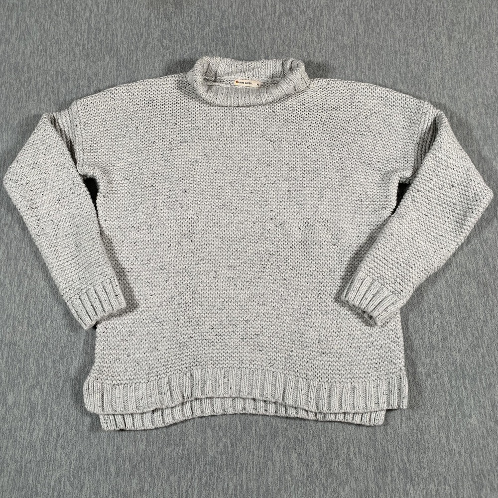Marine Layer Sweater Womens XS Gray‎ Mock Neck Chunky Knit Cotton Wool 12910